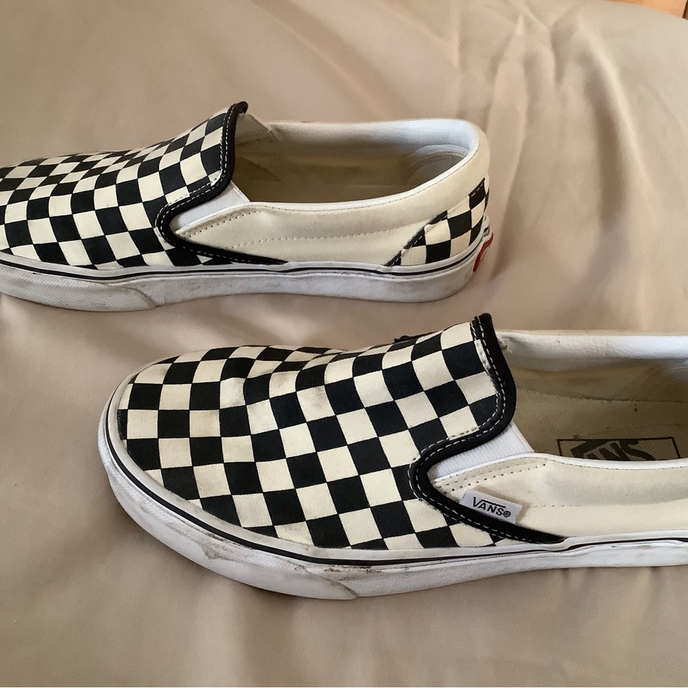 Black and white slip on Vans Womens shoes